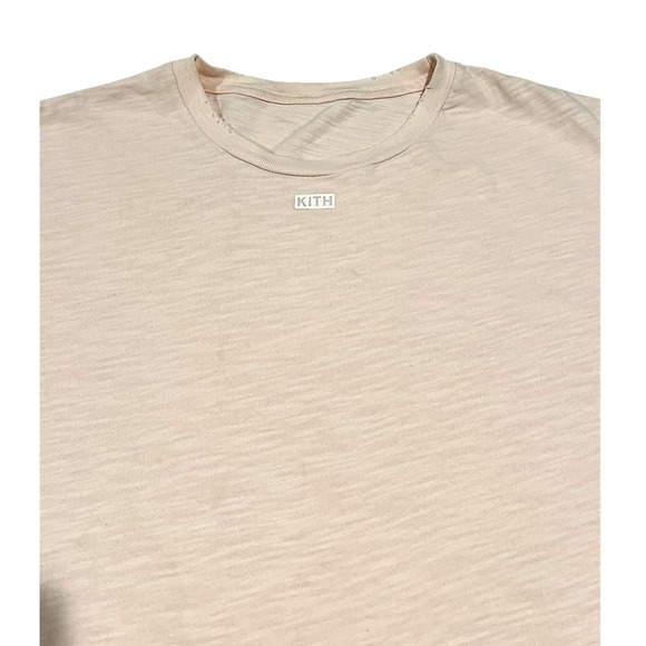 KITH‎ Men's XL Long Sleeve T-Shirt Beige Distressed Hem Casual Streetwear Top - Picture 1 of 8